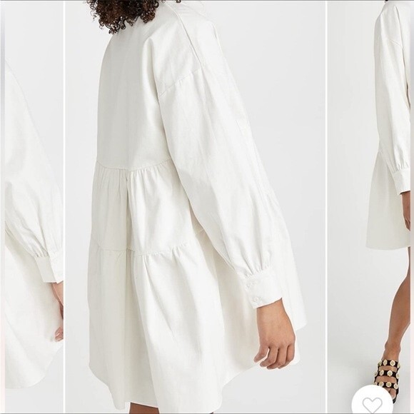 En Saison Poplin Mini Dress Tiered Baby Doll Oversized Off White Cotton M - Picture 5 of 12